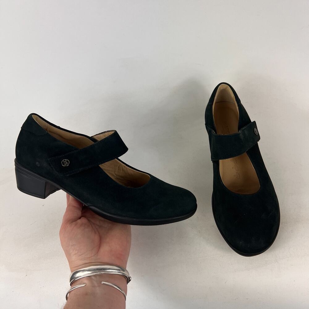 Hartjes mary jane women's size 6.5 black suede minimalist heels comfort shoes